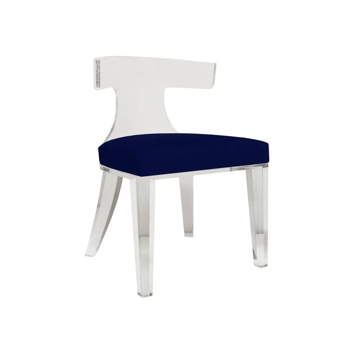 Duke Acrylic and Navy Velvet Chair by Worlds Away