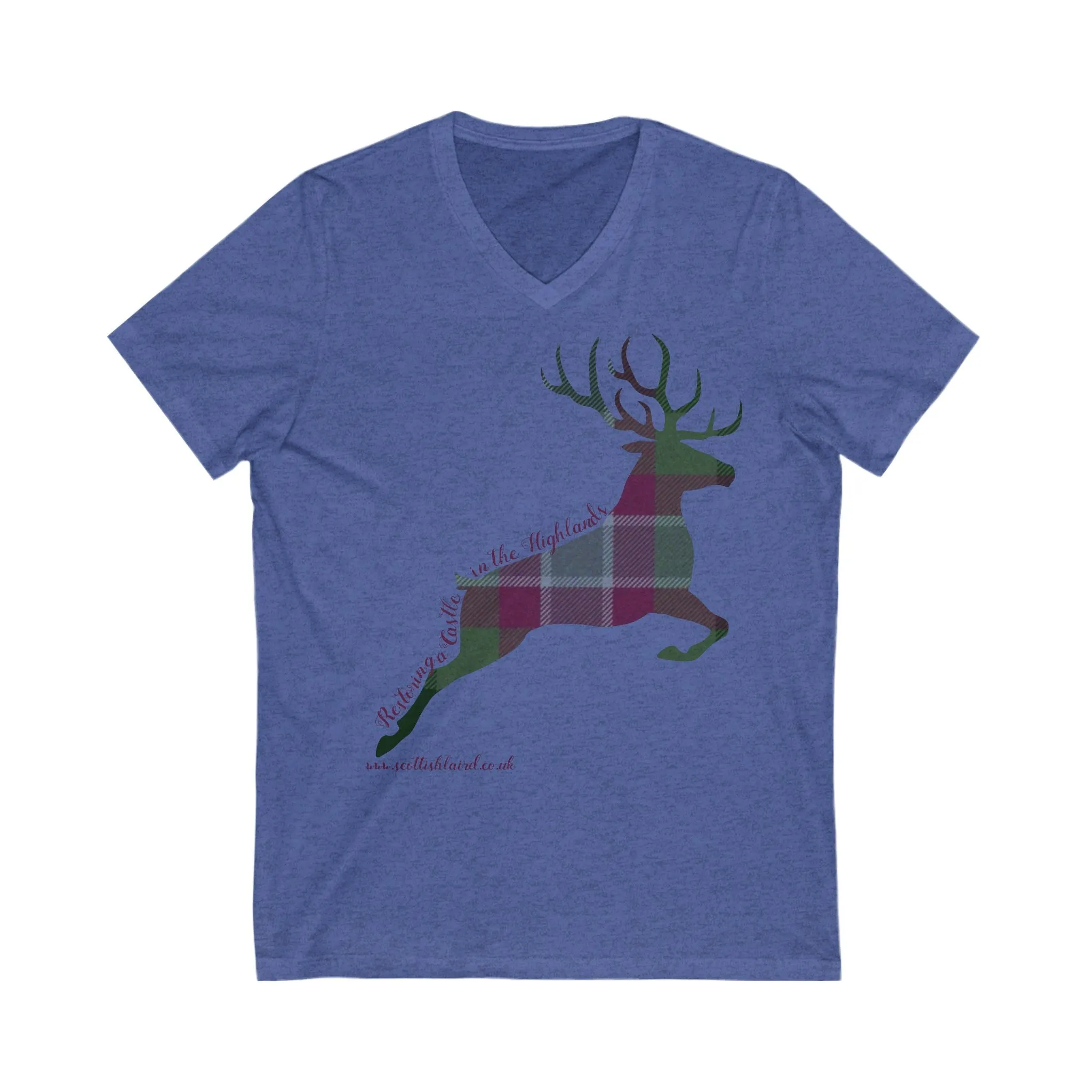 Dunans Rising Tartan Stag Leaping - Ladies' V-Neck T-Shirt