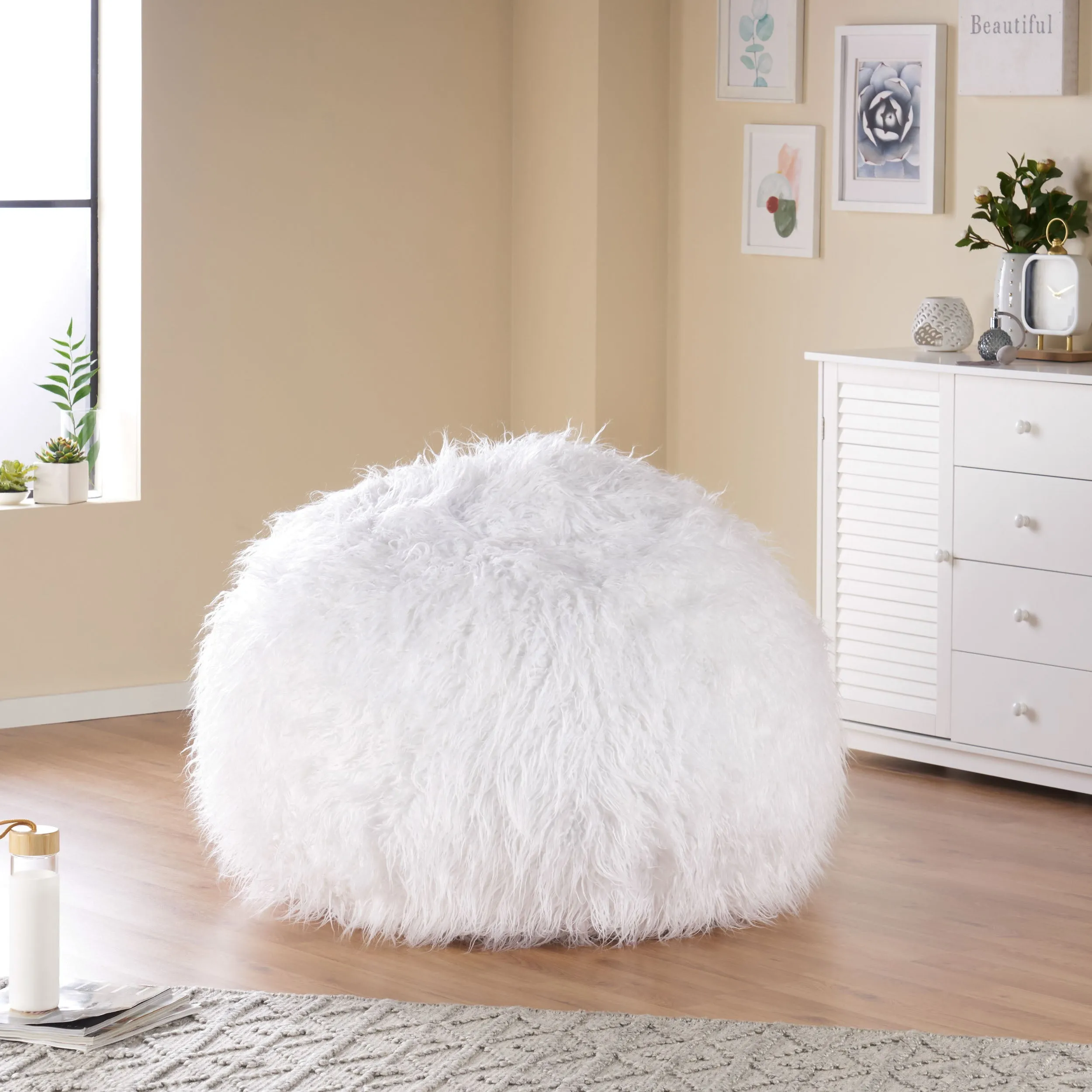 Dundas Modern Glam 3 Foot Faux Fur Bean Bag