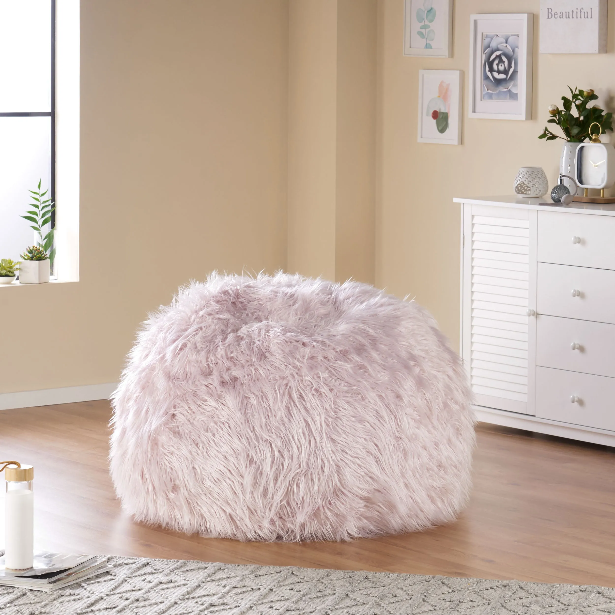 Dundas Modern Glam 3 Foot Faux Fur Bean Bag