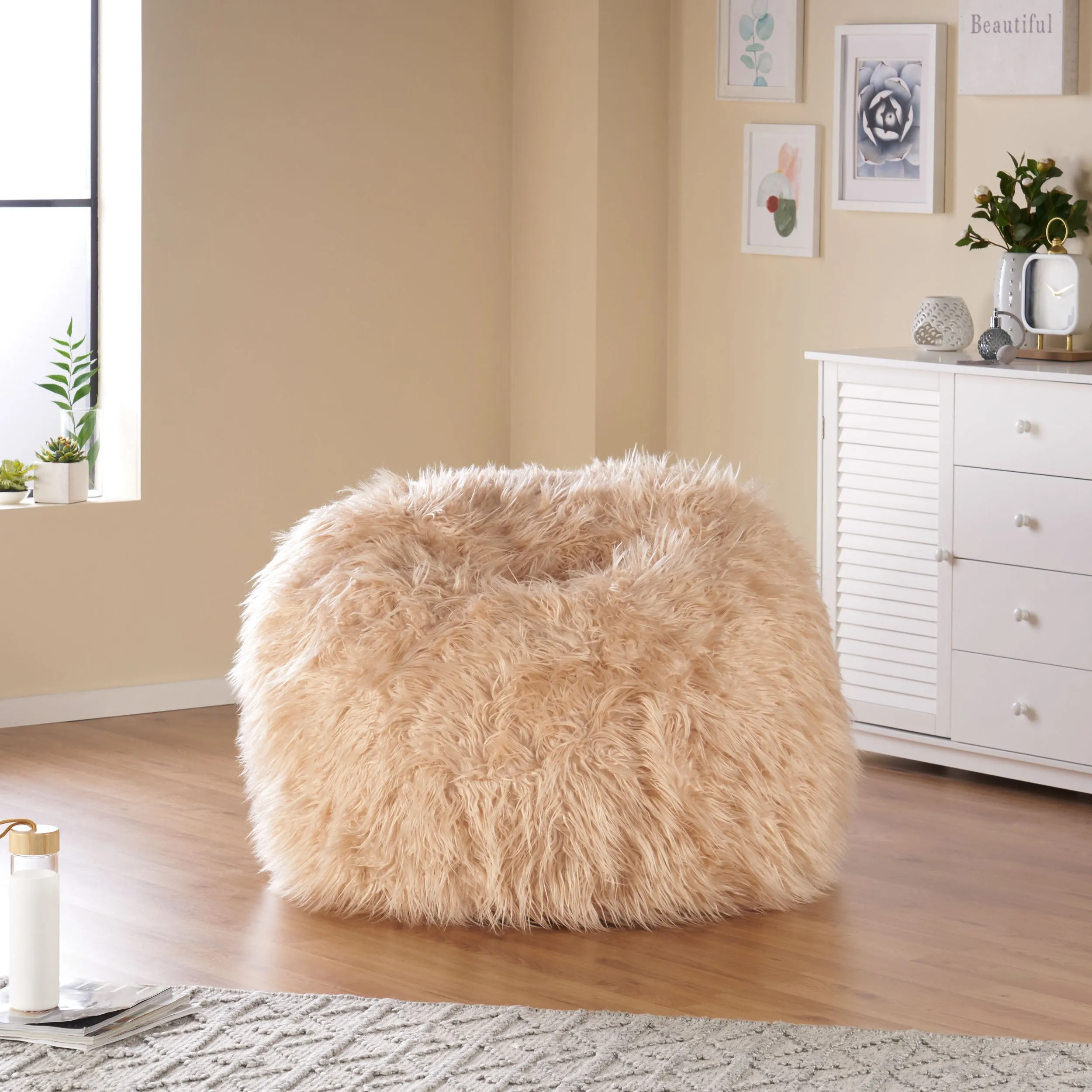 Dundas Modern Glam 3 Foot Faux Fur Bean Bag