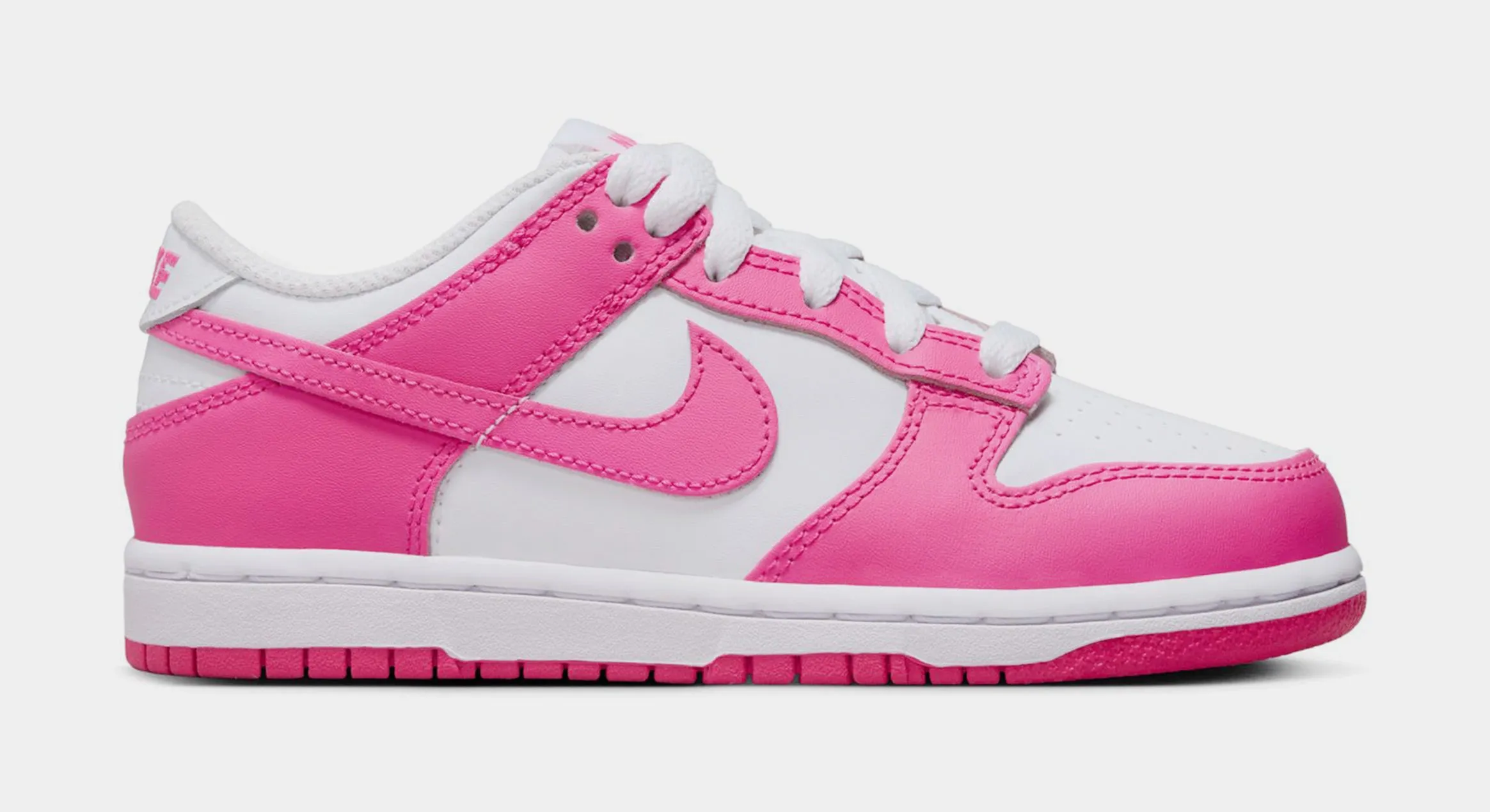 Dunk Low Laser Fuchsia Preschool Lifestyle Shoes (White/Laser Fuchsia)