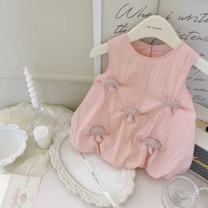 DUNNMALL  Baby Summer Pink Cute Small Mushroom Bud Skirt Western Style Sleeveless Sweet Vest Dress Princess Dress 0207a016