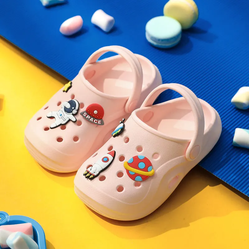 Dunnmall Children's Hole Shoes Summer Boys and Girls Non-Slip Soft Bottom Baby Cute Space Cartoon Indoor Beach Slippers