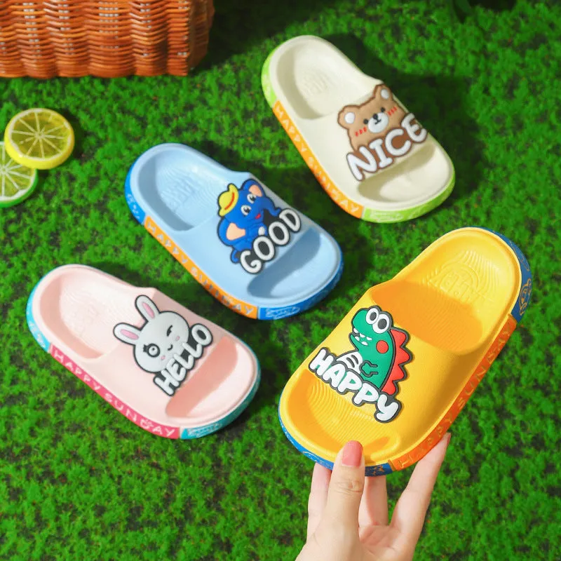 Dunnmall Children's Slippers Summer Cartoon Cute Non-Slip Soft Bottom Children Indoor Bath Boys and Girls Home Bathroom Slippers