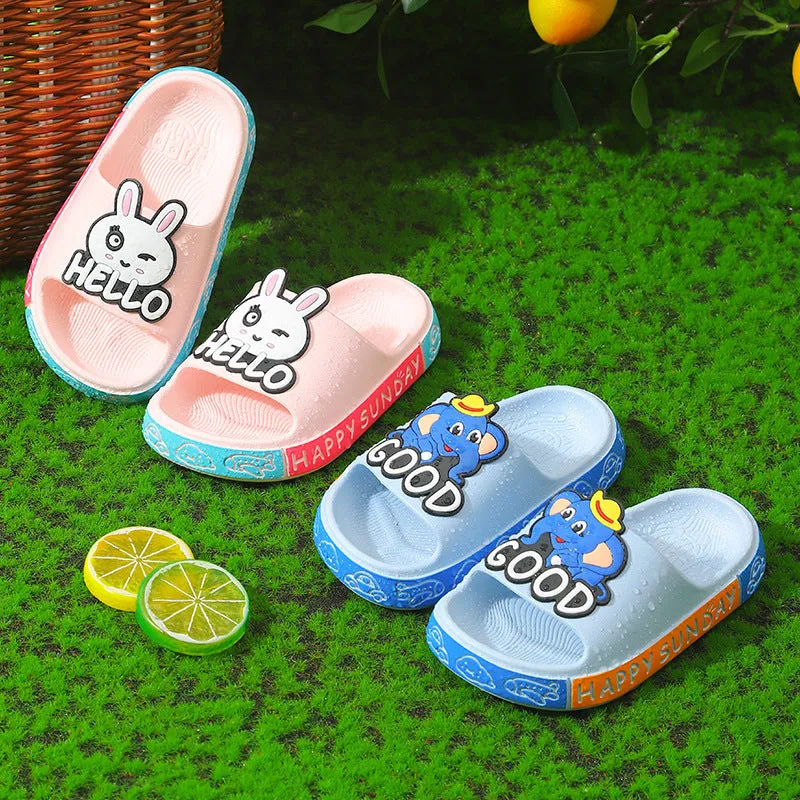 Dunnmall Children's Slippers Summer Cartoon Cute Non-Slip Soft Bottom Children Indoor Bath Boys and Girls Home Bathroom Slippers