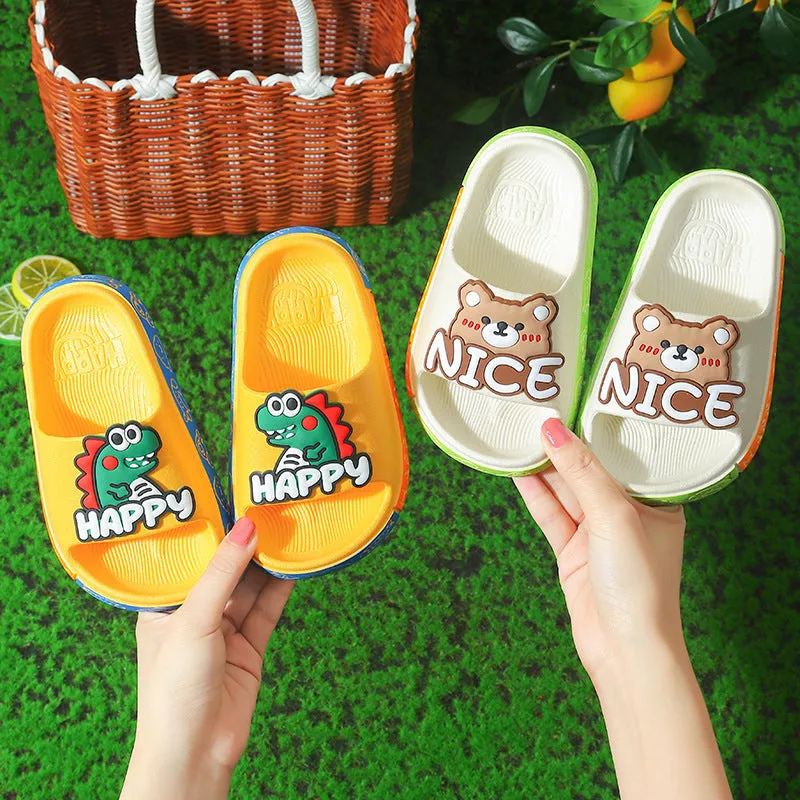 Dunnmall Children's Slippers Summer Cartoon Cute Non-Slip Soft Bottom Children Indoor Bath Boys and Girls Home Bathroom Slippers