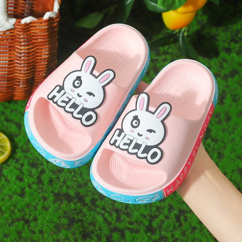 Dunnmall Children's Slippers Summer Cartoon Cute Non-Slip Soft Bottom Children Indoor Bath Boys and Girls Home Bathroom Slippers