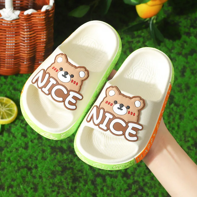 Dunnmall Children's Slippers Summer Cartoon Cute Non-Slip Soft Bottom Children Indoor Bath Boys and Girls Home Bathroom Slippers