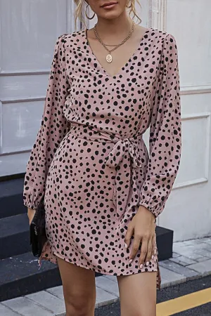 Dunnmall Fashion Elegant Polka Dot Frenulum V Neck A Line Dresses