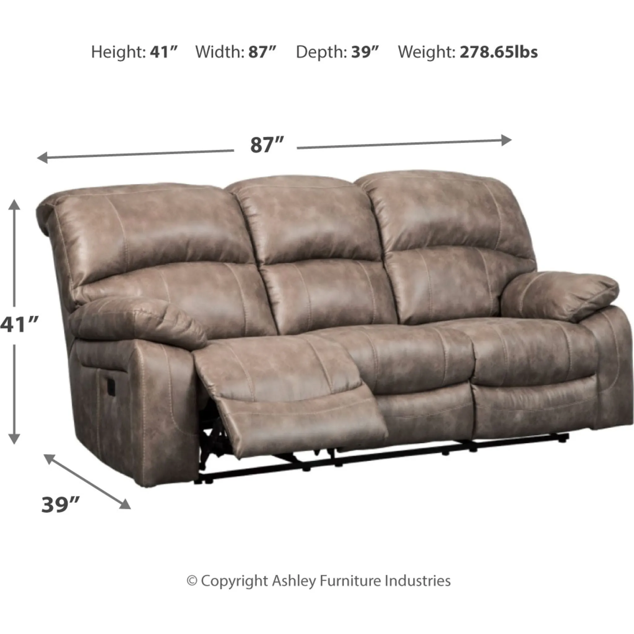 Dunwell Power Reclining Sofa with Adjustable Headrest