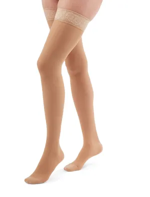 duomed transparent 15-20 mmHg thigh lace topband closed toe petite