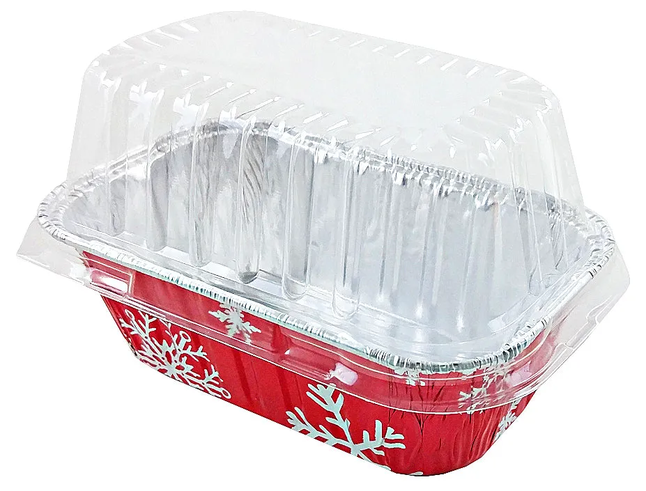 Durable 1 lb. Holiday Aluminum Foil Mini-Loaf Pan With High Dome Lid 100/CS