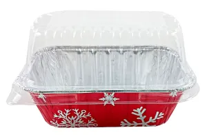 Durable 1 lb. Holiday Aluminum Foil Mini-Loaf Pan With High Dome Lid 100/CS