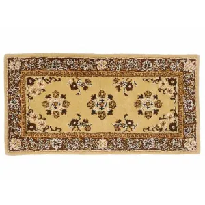 Durable Rectangular Hearth Rug in Beige