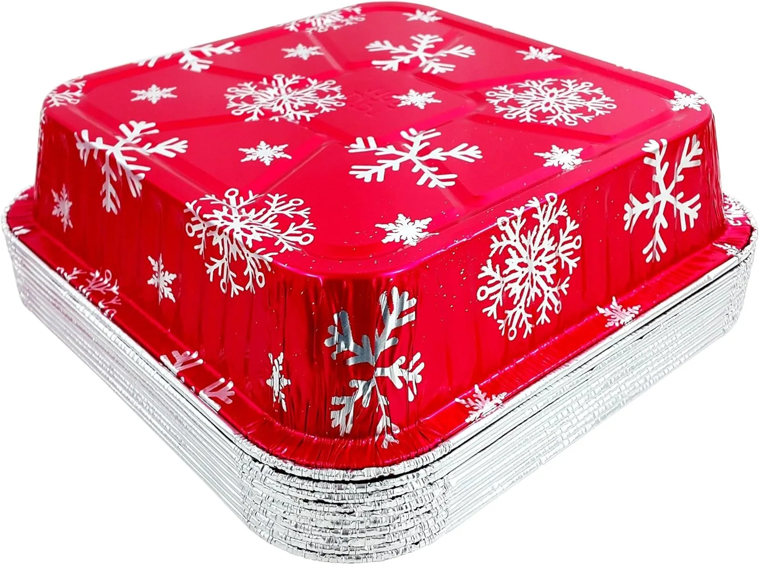 Durable Square Holiday Foil Cake Pan With Dome Lid 25/CS