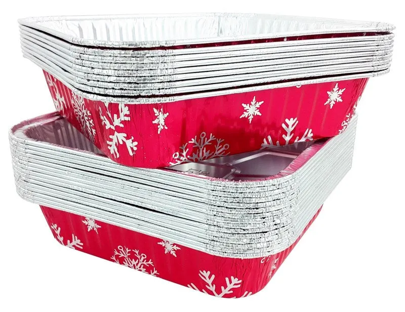 Durable Square Holiday Foil Cake Pan With Dome Lid 25/CS