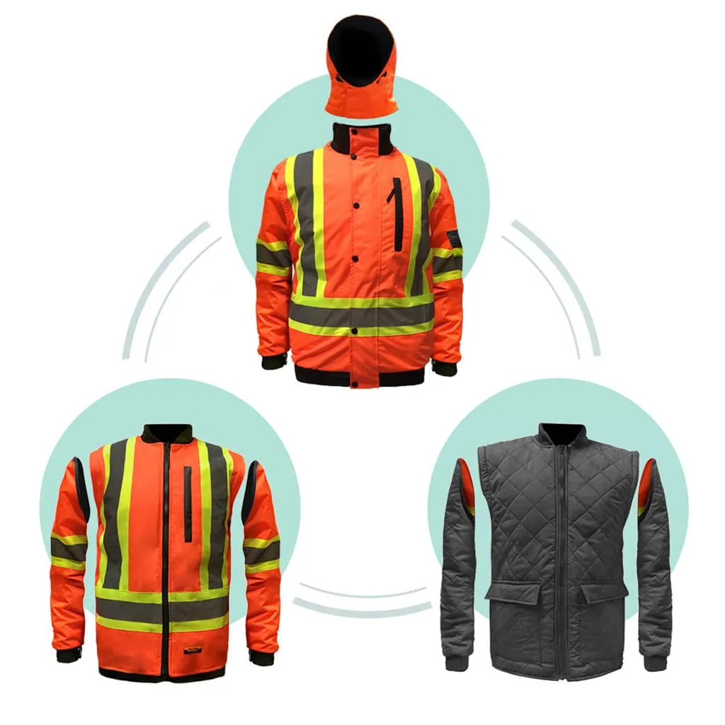 DuraDrive Basic 6-in-1 Yellow Hi-Vis Insulated Safety Traffic Winter Jacket