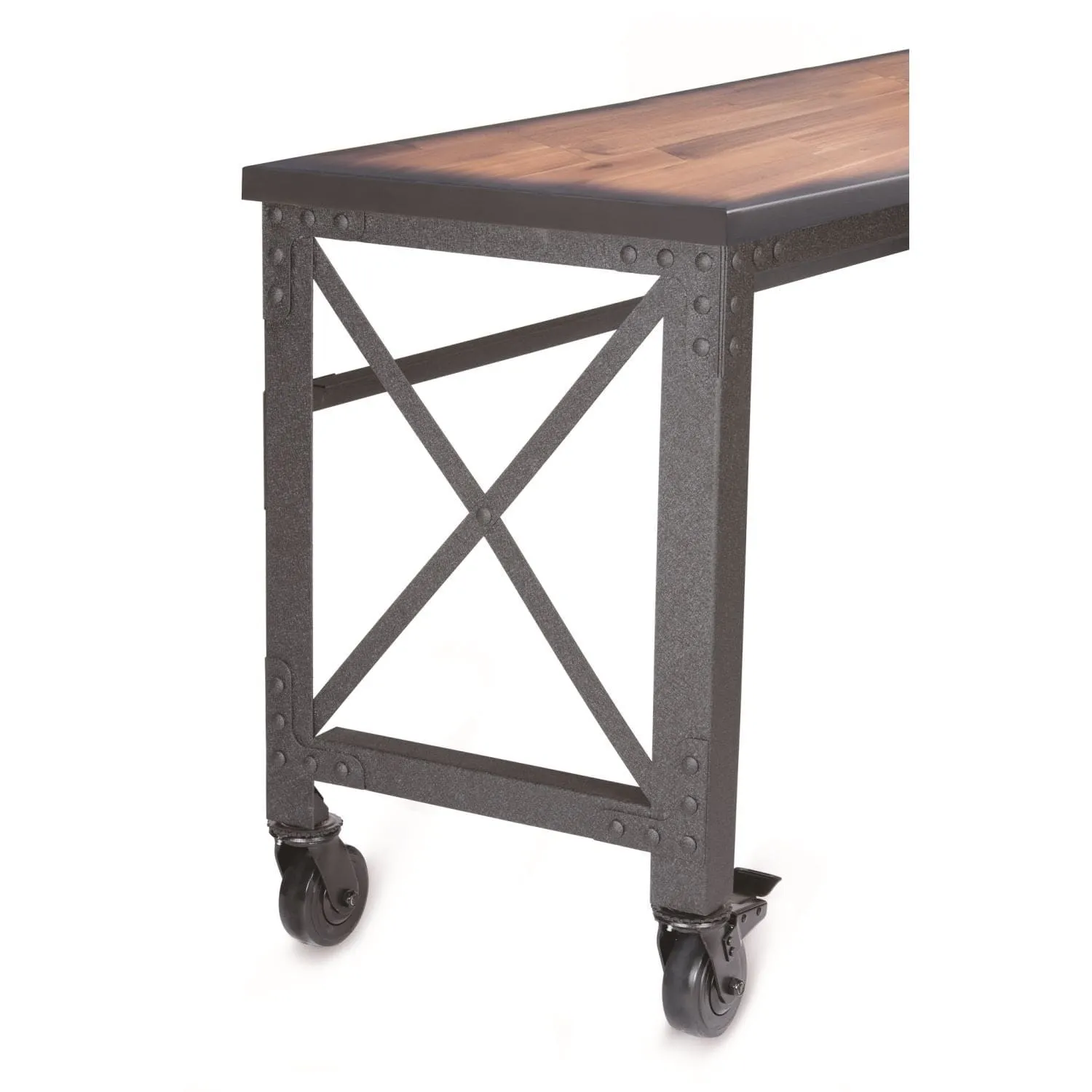 DuraMax | 46 In. x 24 In. Rolling Industrial Worktable Desk With Solid Wood Top