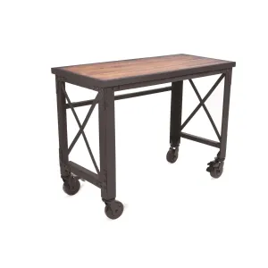 DuraMax | 46 In. x 24 In. Rolling Industrial Worktable Desk With Solid Wood Top