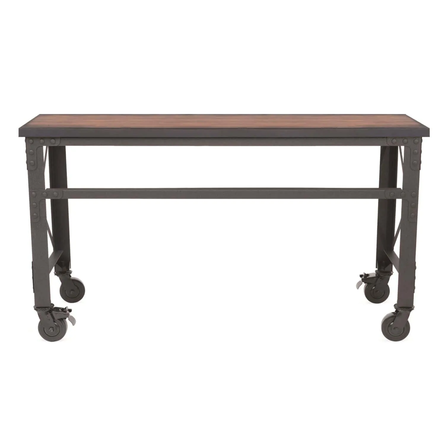 DuraMax | 62 In. x 24 In. Rolling Industrial Worktable Desk with solid wood top