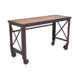 DuraMax | 62 In. x 24 In. Rolling Industrial Worktable Desk with solid wood top