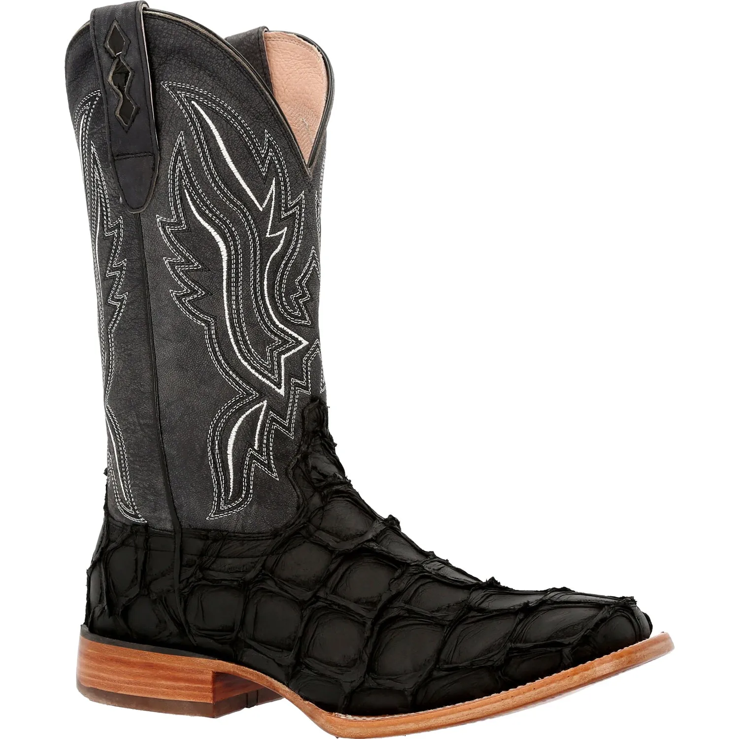 Durango Mens Premium Western Matte Black Pirarucu Cowboy Boots