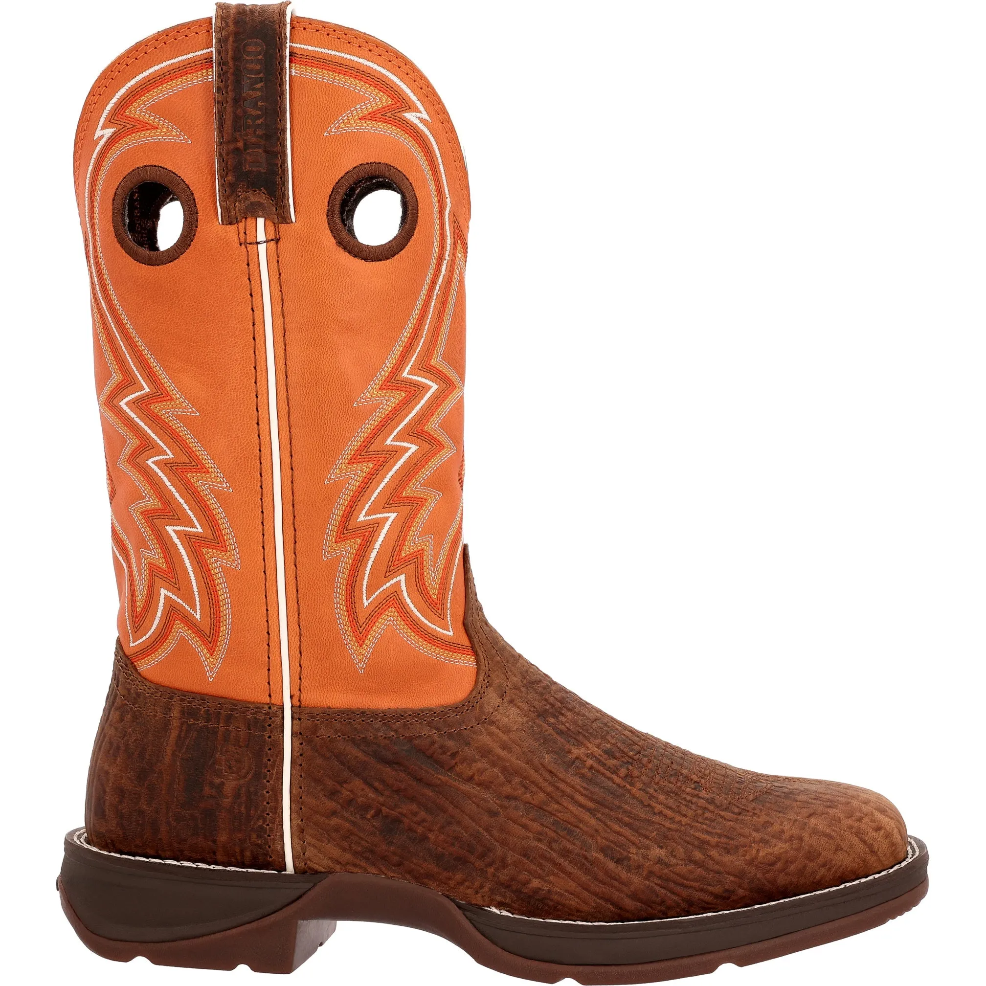 Durango Men's Rebel Cedar Bark And Monarch Orange Leather Square Toe Boot DDB0392