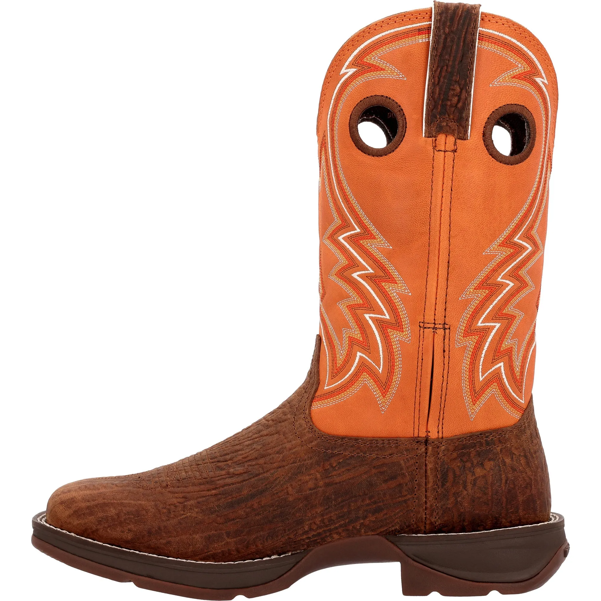 Durango Men's Rebel Cedar Bark And Monarch Orange Leather Square Toe Boot DDB0392