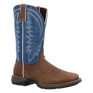 Durango Men's Rebel Saddle Brown Denim Blue Leather Square Toe Boot DDB0429