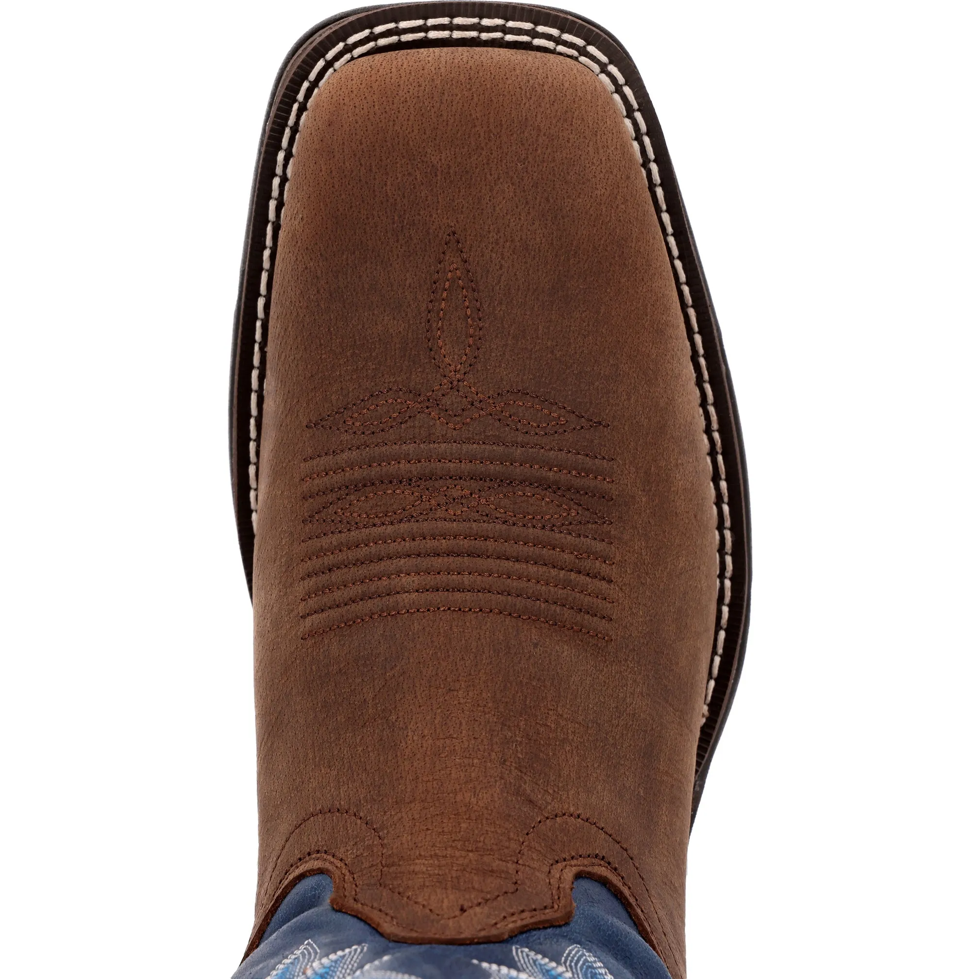 Durango Men's Rebel Saddle Brown Denim Blue Leather Square Toe Boot DDB0429