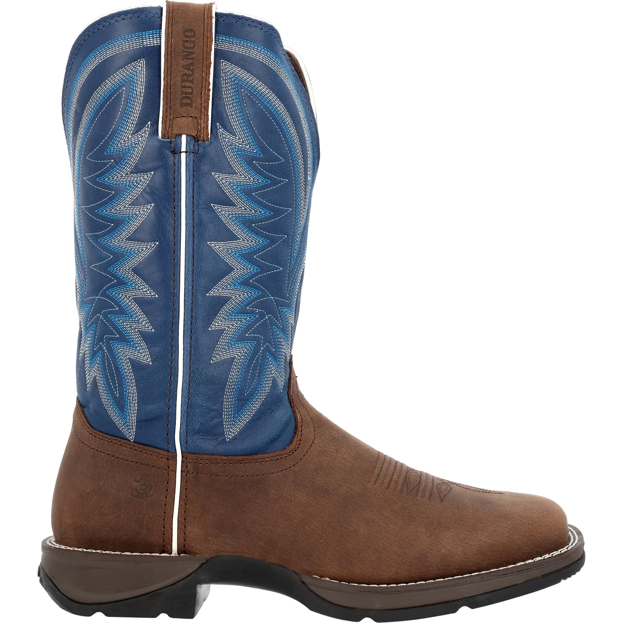 Durango Men's Rebel Saddle Brown Denim Blue Leather Square Toe Boot DDB0429