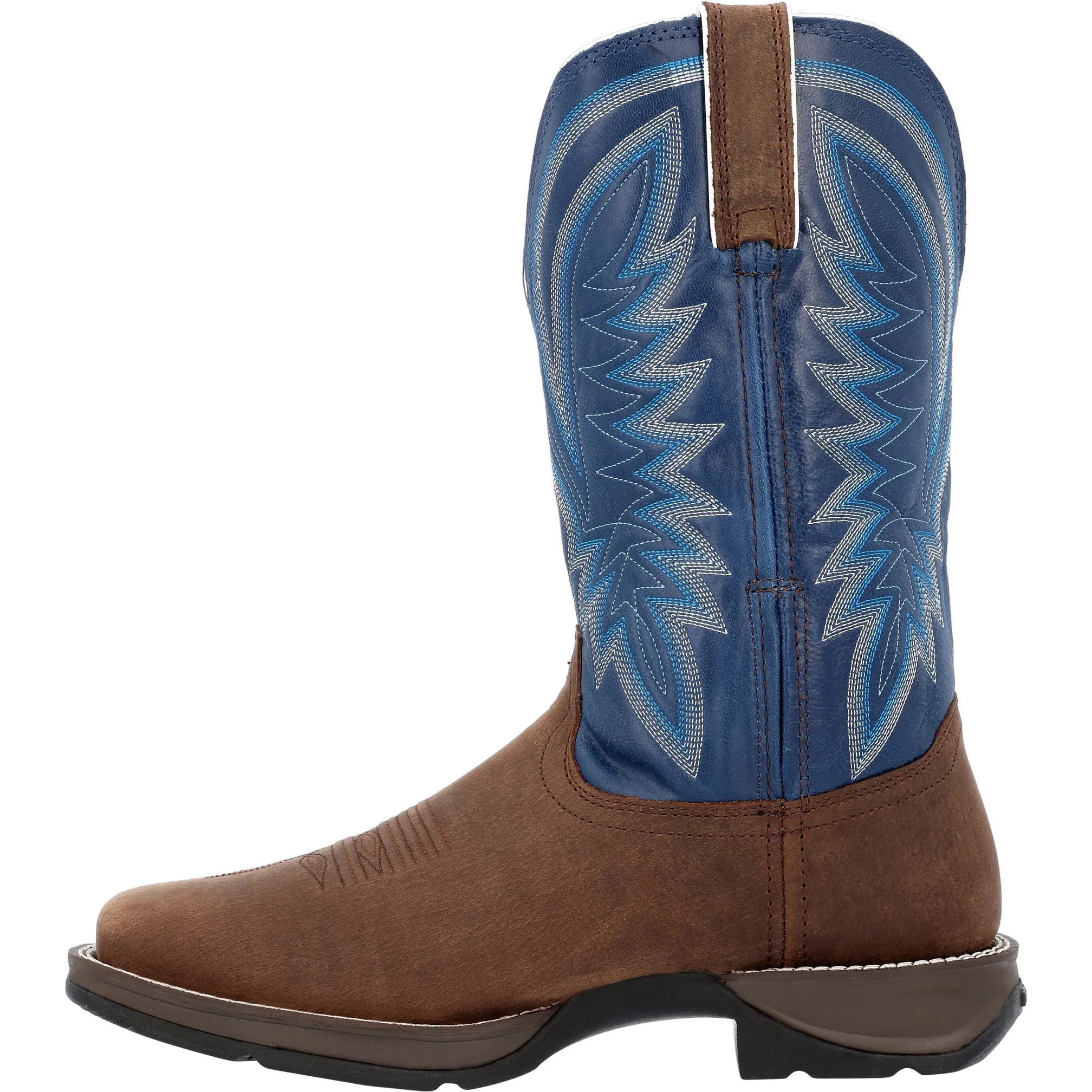 Durango Men's Rebel Saddle Brown Denim Blue Leather Square Toe Boot DDB0429