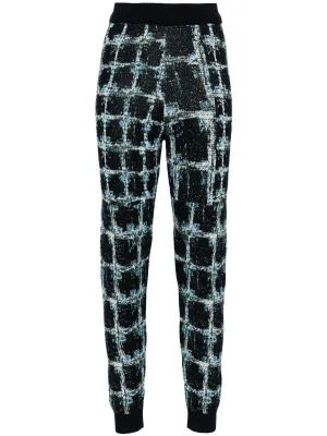 Dusk Knitted Pants - Black Shibori Checks