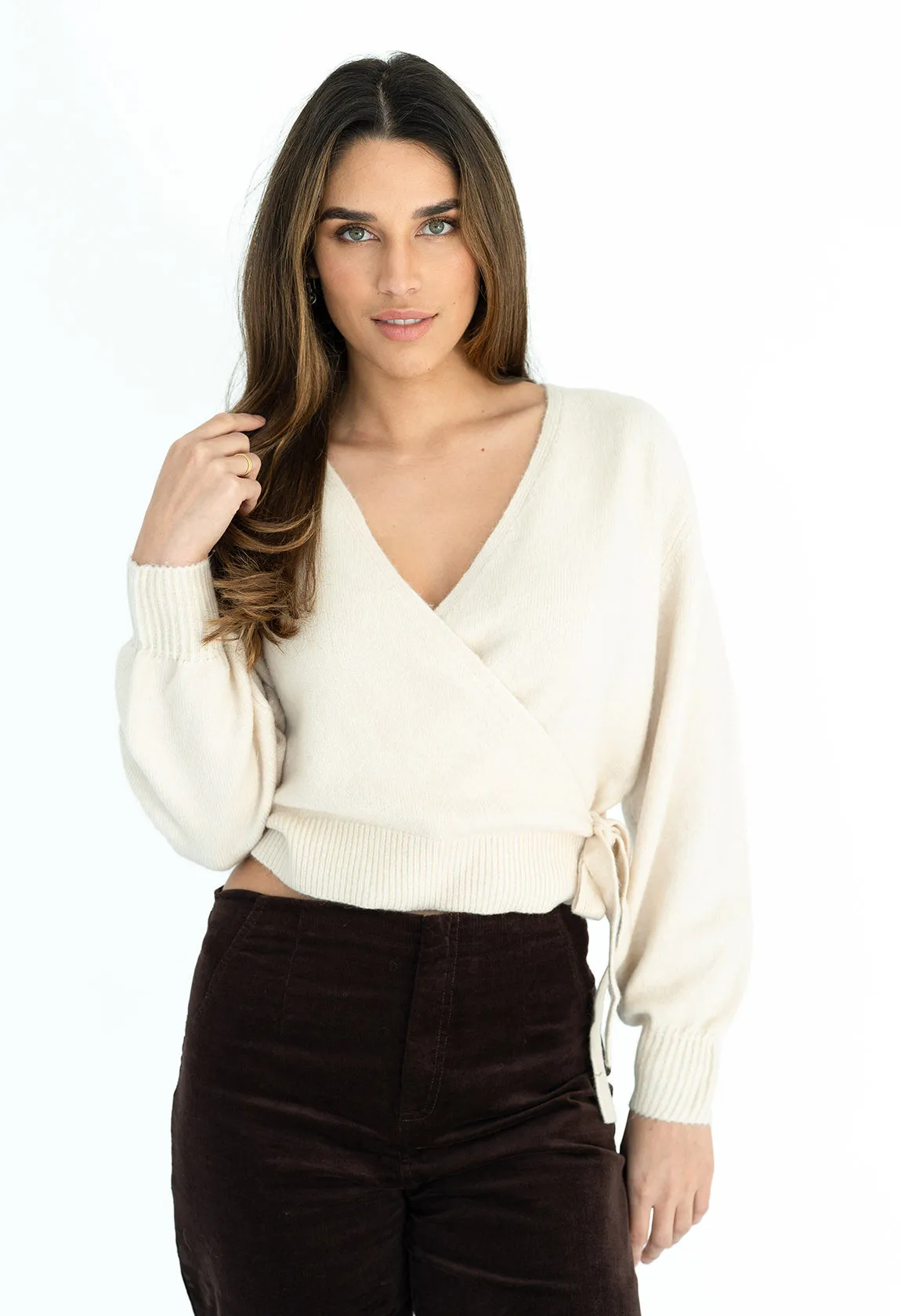 Dusk Wrap Top in Cream