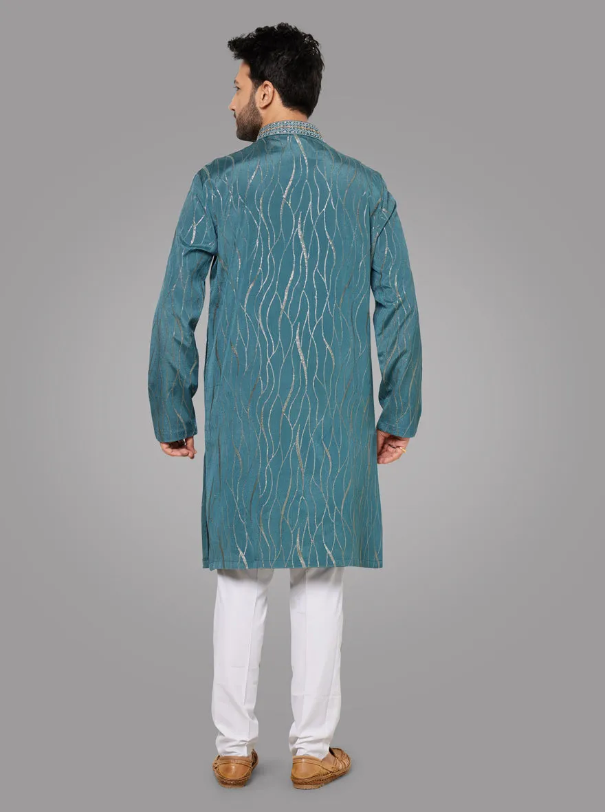 Dusty Aqua Blue Kurta Pajama | TULA