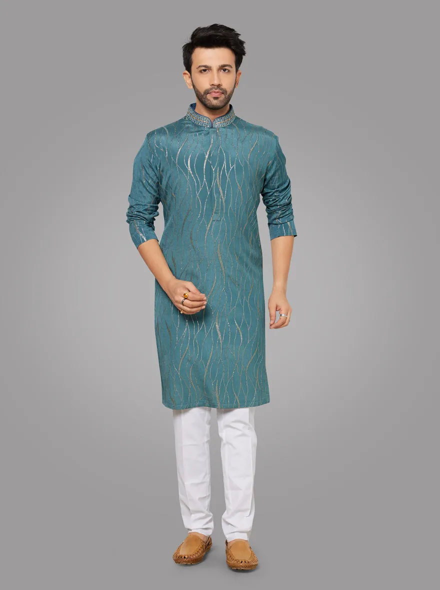 Dusty Aqua Blue Kurta Pajama | TULA