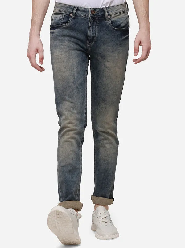 Dusty Blue Narrow Fit Solid Jeans | JadeBlue