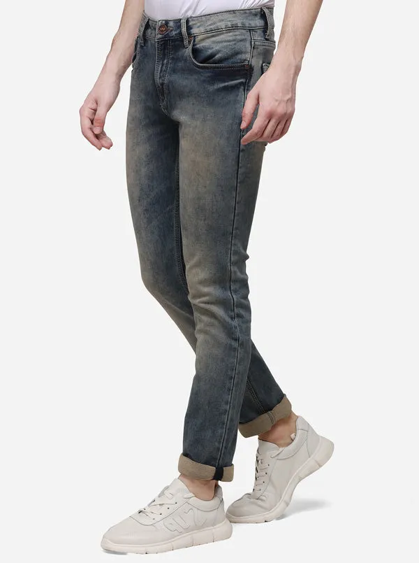 Dusty Blue Narrow Fit Solid Jeans | JadeBlue