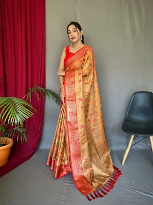 Dusty Orange Saree in Kanjeevaram Tissue Silk