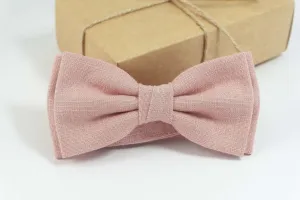 Dusty pink bow tie and pocket square for wedding | Eco Friendly Linen pink bow tie gift for groomsmen