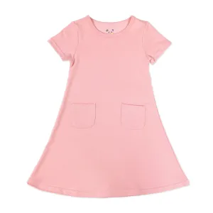 Dusty Rose Bamboo Terry Daywear Girls' Short Sleeve Dress