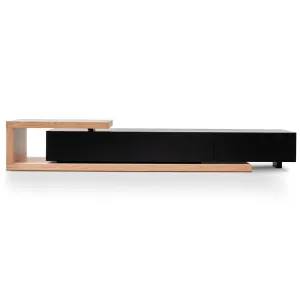 Dwell Extendable TV Entertainment Unit - Natural Oak - Black matt