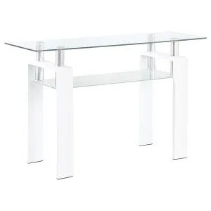 Dyer - Rectangular Glass Top Entryway Sofa Console Table - White