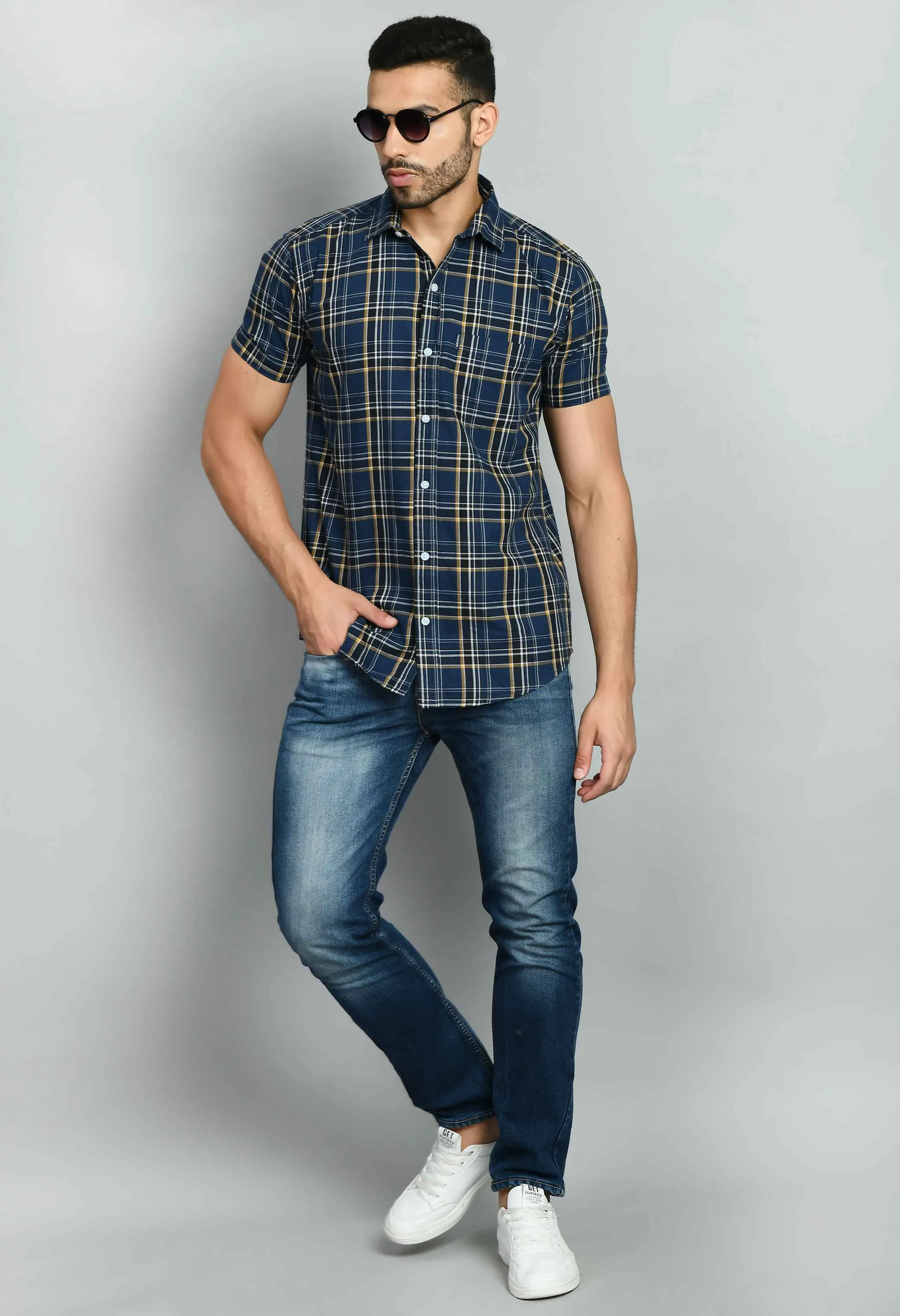 Dynamic Checked Blue Shirt