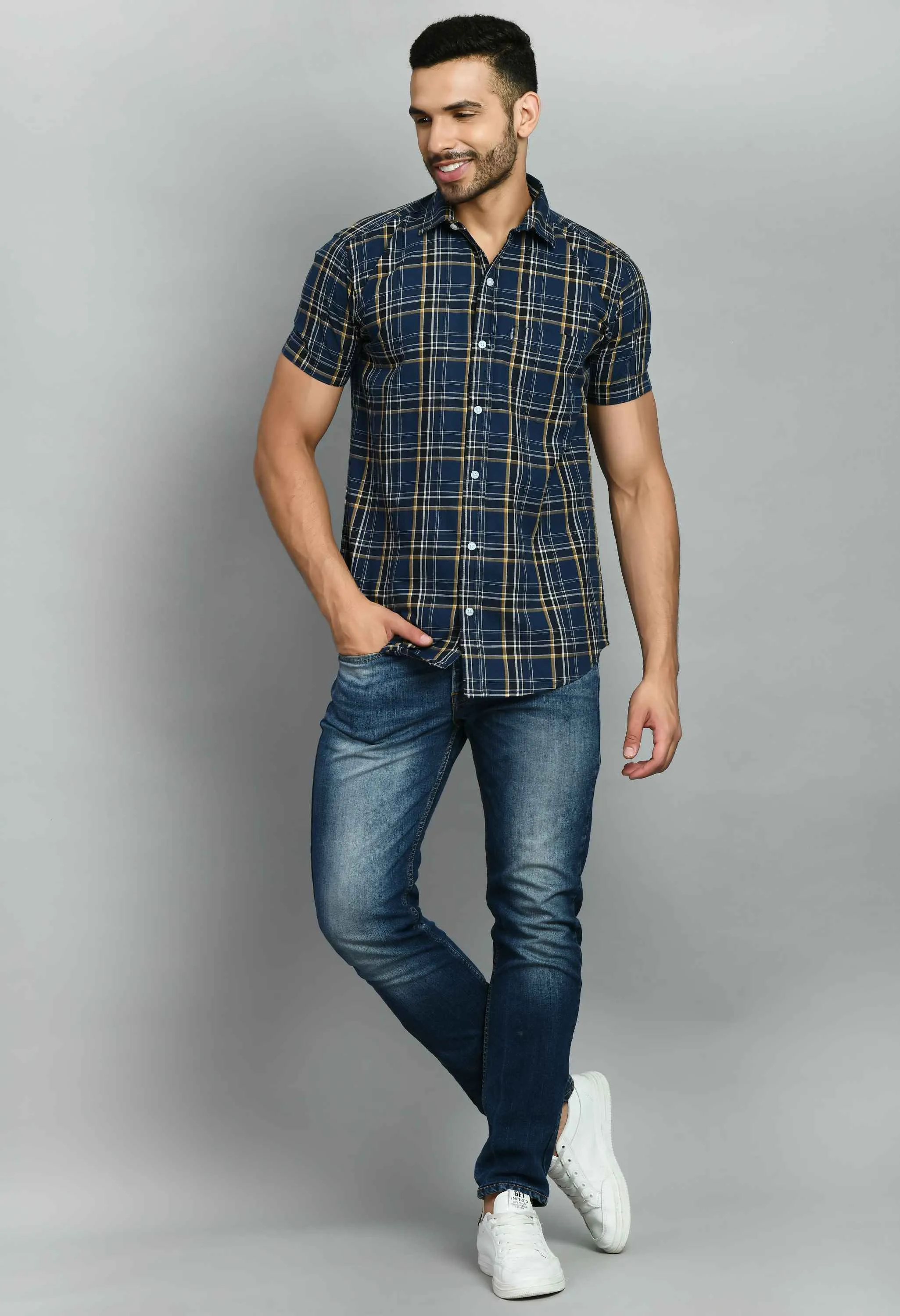 Dynamic Checked Blue Shirt