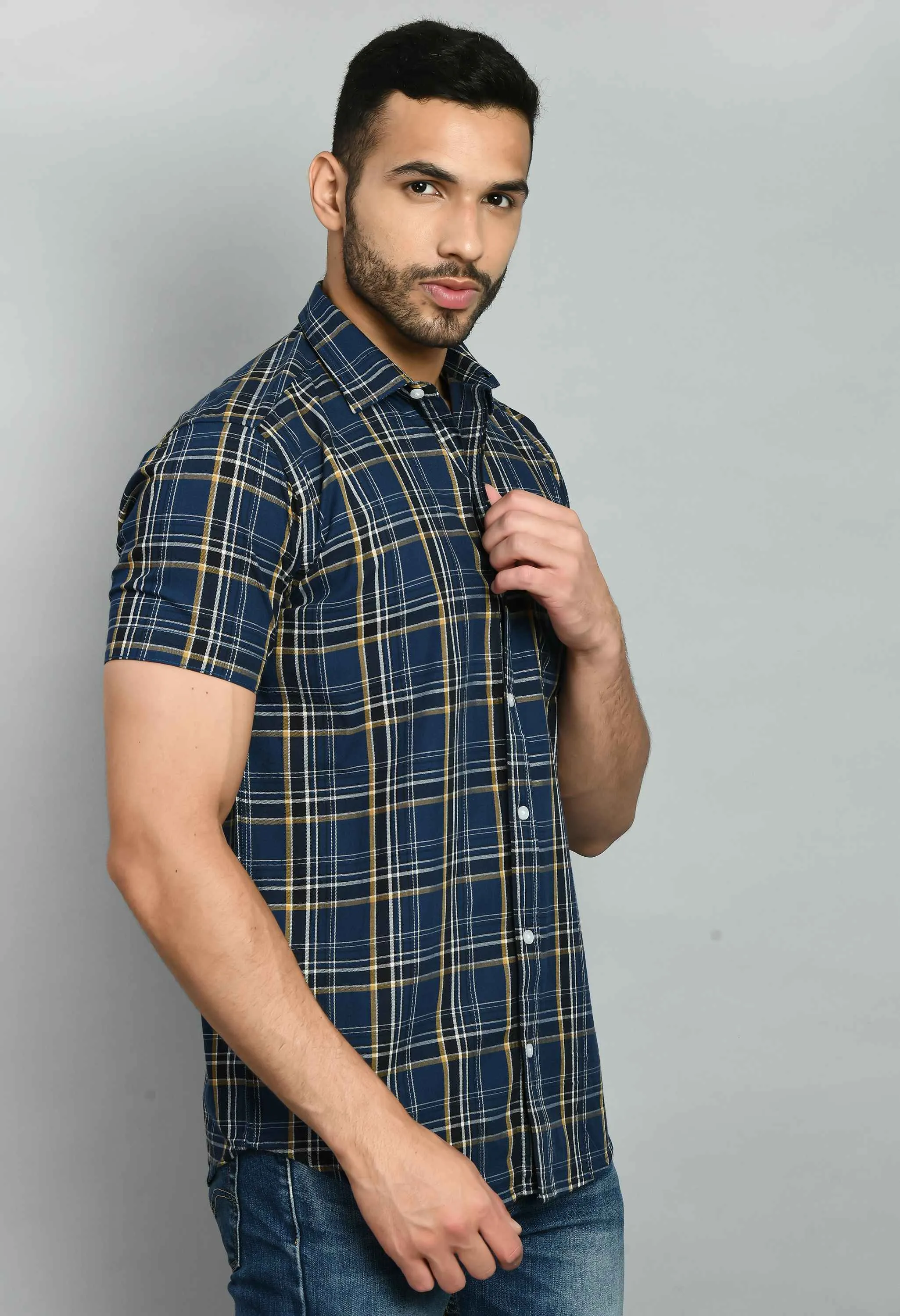 Dynamic Checked Blue Shirt