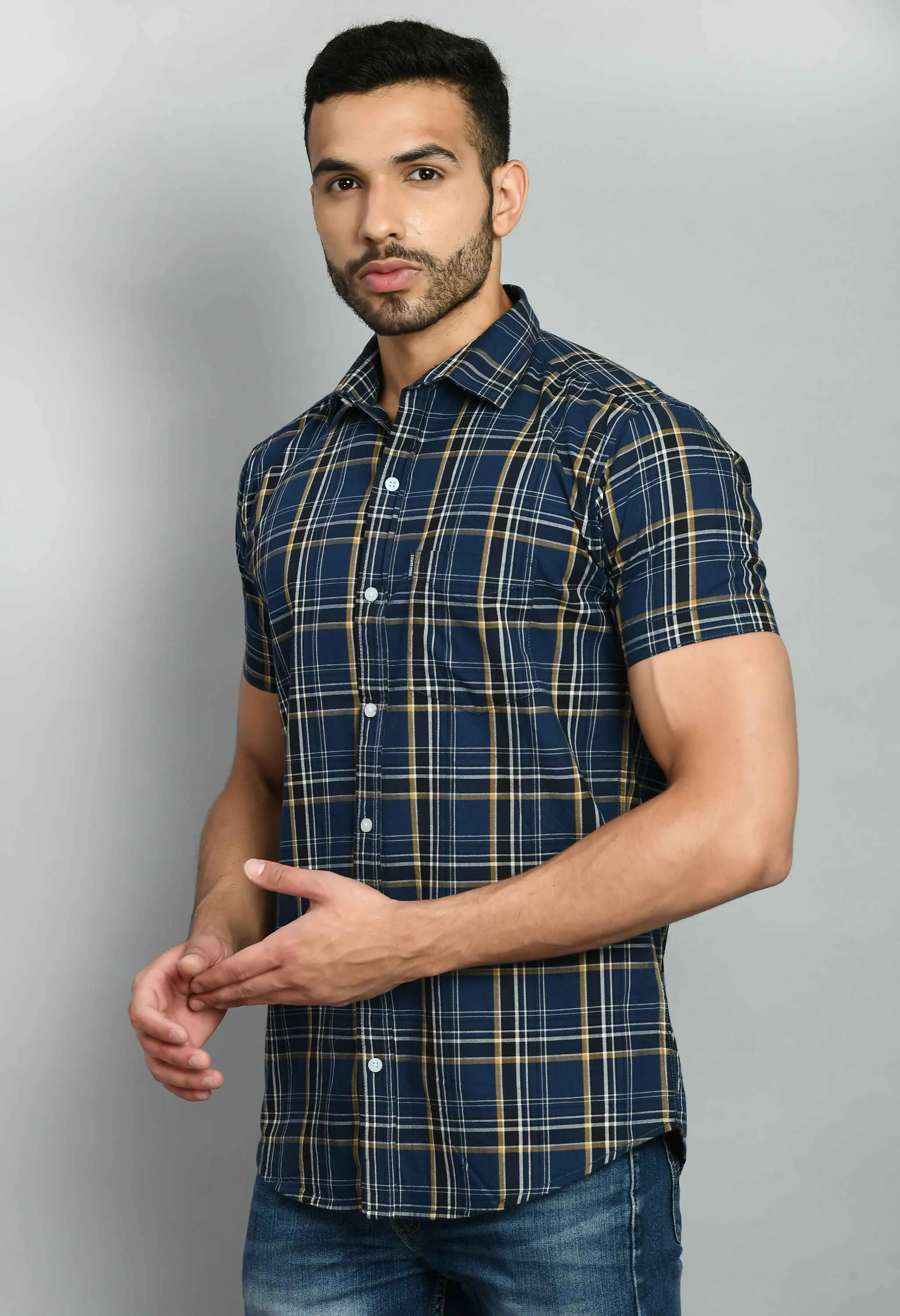 Dynamic Checked Blue Shirt