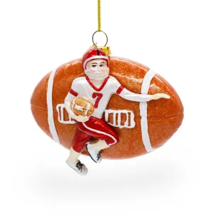 Dynamic Football Player - Blown Glass Christmas Ornament