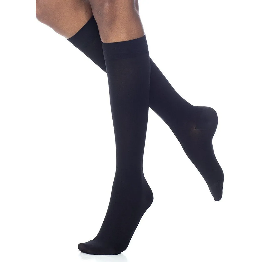 Dynaven Opaque Women's Knee High 30-40 mmHg w/ Silicone Top